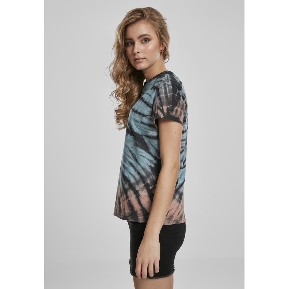 Urban Classics - Tie Dye Boyfriend Tshirt Femme - Noir/Multicolore